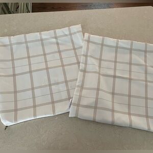 Pair of Brooke & Lou Linden Plaid Pillow Covers in Natural, size 20x20”.